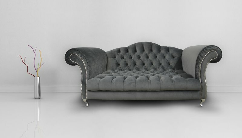 Chesterfield Sofa Grau Velvet Designer Couchen Sofas Garnitur Textil Stoff