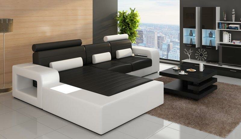 Ledersofa Wohnlandschaft Ecksofa H2209 Beta
