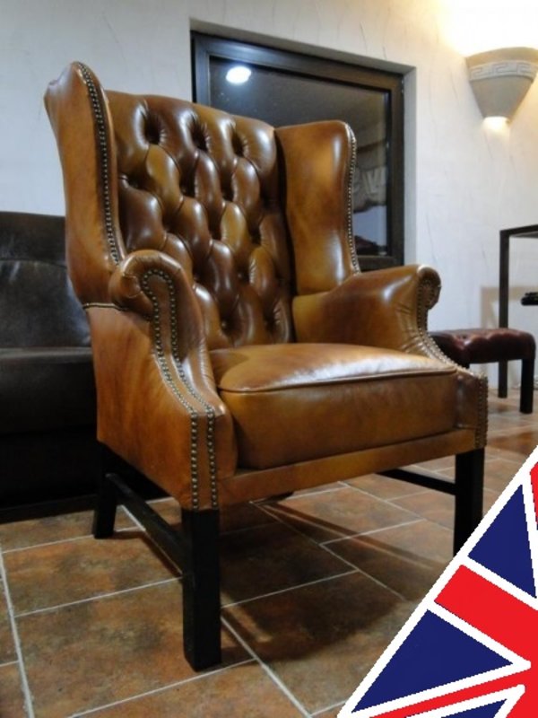 Ohrensessel Chesterfield Ledersessel Sessel Textil Leder Couch Sofa