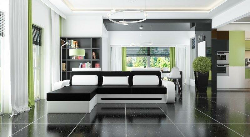 Ecksofa Ledersofa Schlafsofa Davos 1 mit Bettfunktion möglich