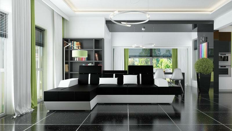 Ledersofa " Le Mans I " Ecksofa in L-Form (Warsaw I)