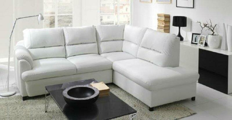 Ecksofa Wohnzimmer Leder Stoff Kasten&Bett Polster Couch Sofa Ecke Garnitur