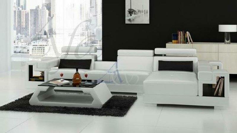 Wohnlandschaft Polster Ecke Eck Sofa Landschaft Leder Couch Garnitur Modern