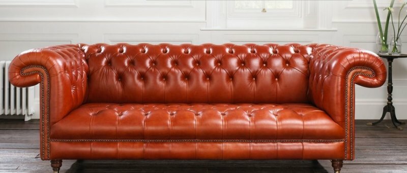 Chesterfield Polster Couch Designer Garnitur 3 Sitz Orange Couchen Klassisch