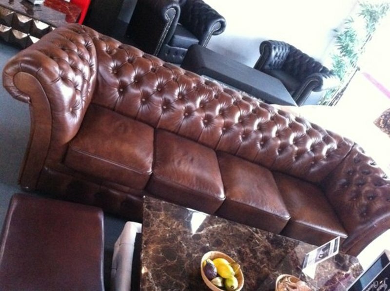 CHESTERFIELD 210cm Couch LEDER SOFA 3-SITZER - WINCHESTER