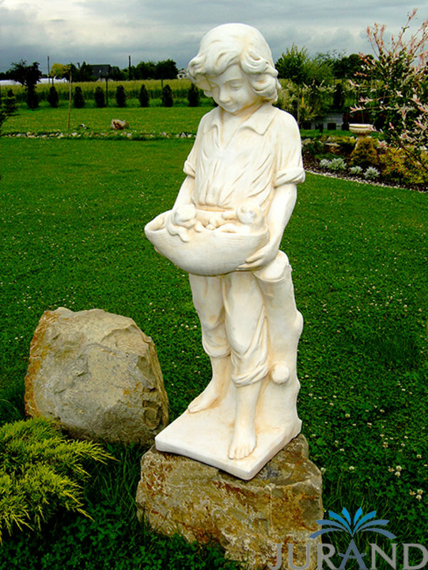 GARTENFIGUR STEINFIGUR FIGUR GARTEN JUNGE SKULPTUR DECORATIVE STEINGUSS