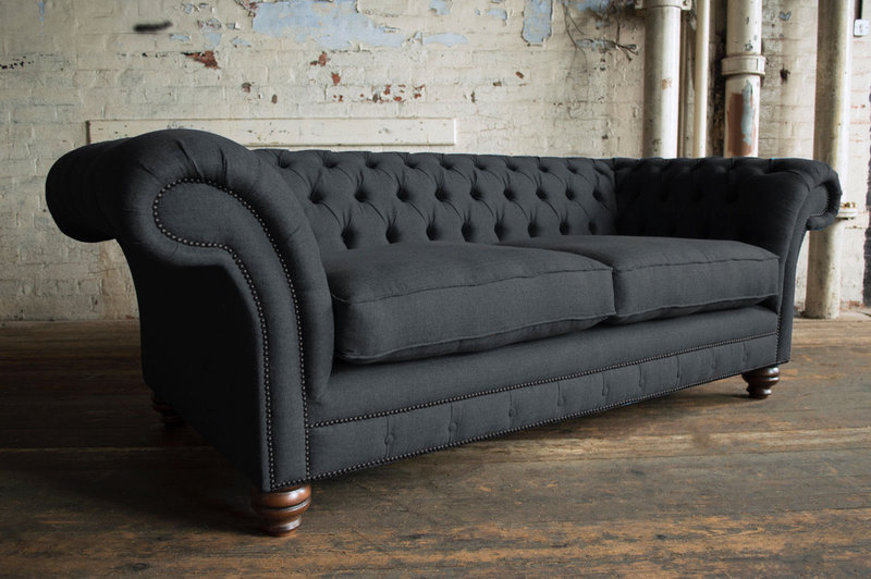 Chesterfield Design Luxus Leder Polster Sofa Couch Sitz Garnitur Textil