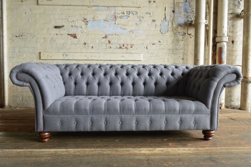 Chesterfield Couch Polster Sofas Textil Klassischer Schaffhau 3 Sitzer