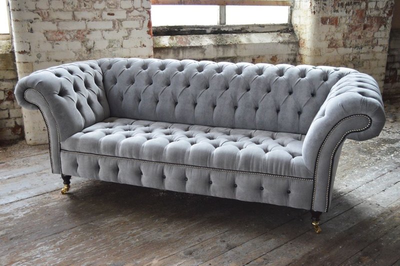 Chesterfield Couch Polster Sofas Klassischer Textil Schaffhau 3 Sitzer