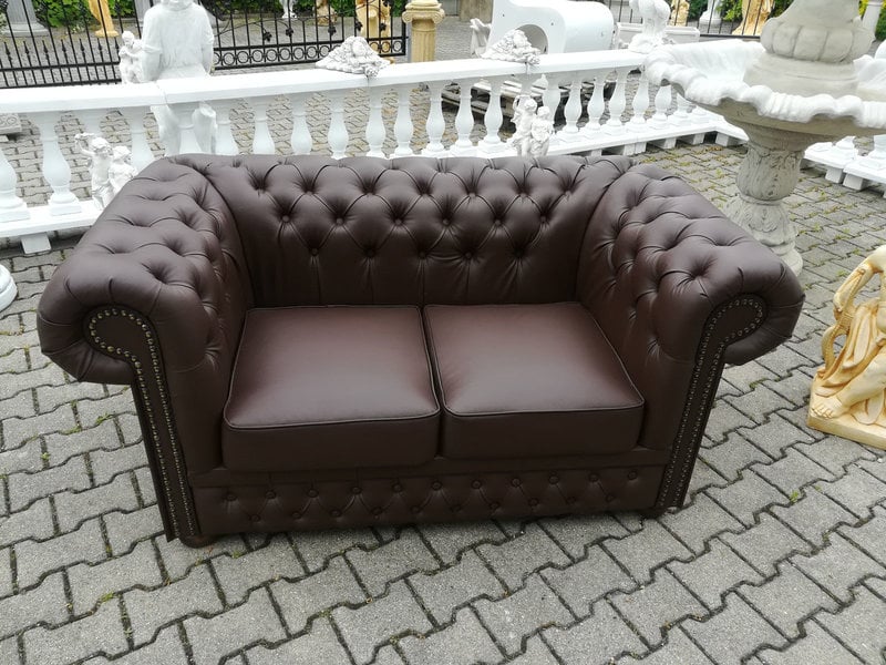 Ledersofa Sofa Couch Polster Sitz Chesterfield 2 Sitzer Kunst Sofort lieferbar