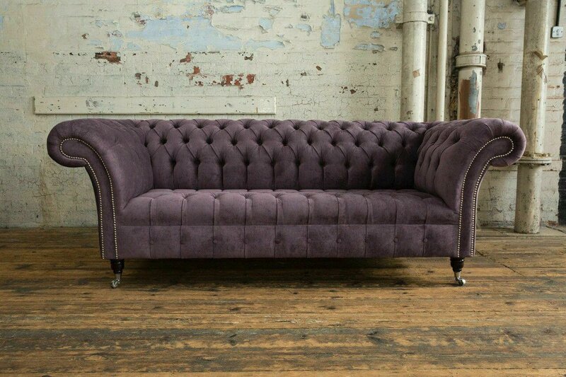 Chesterfield England Sofa Polster Webstoff Microfaser Stoff Neu Günstige Preise