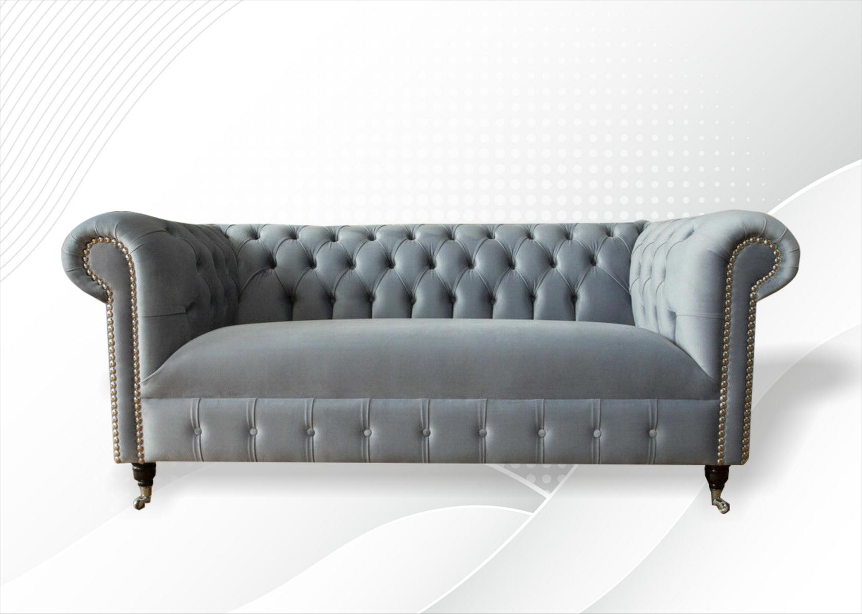 Chesterfield Sofa Couch Polster Stoff Leder Textil Couchen Deko Garnitur