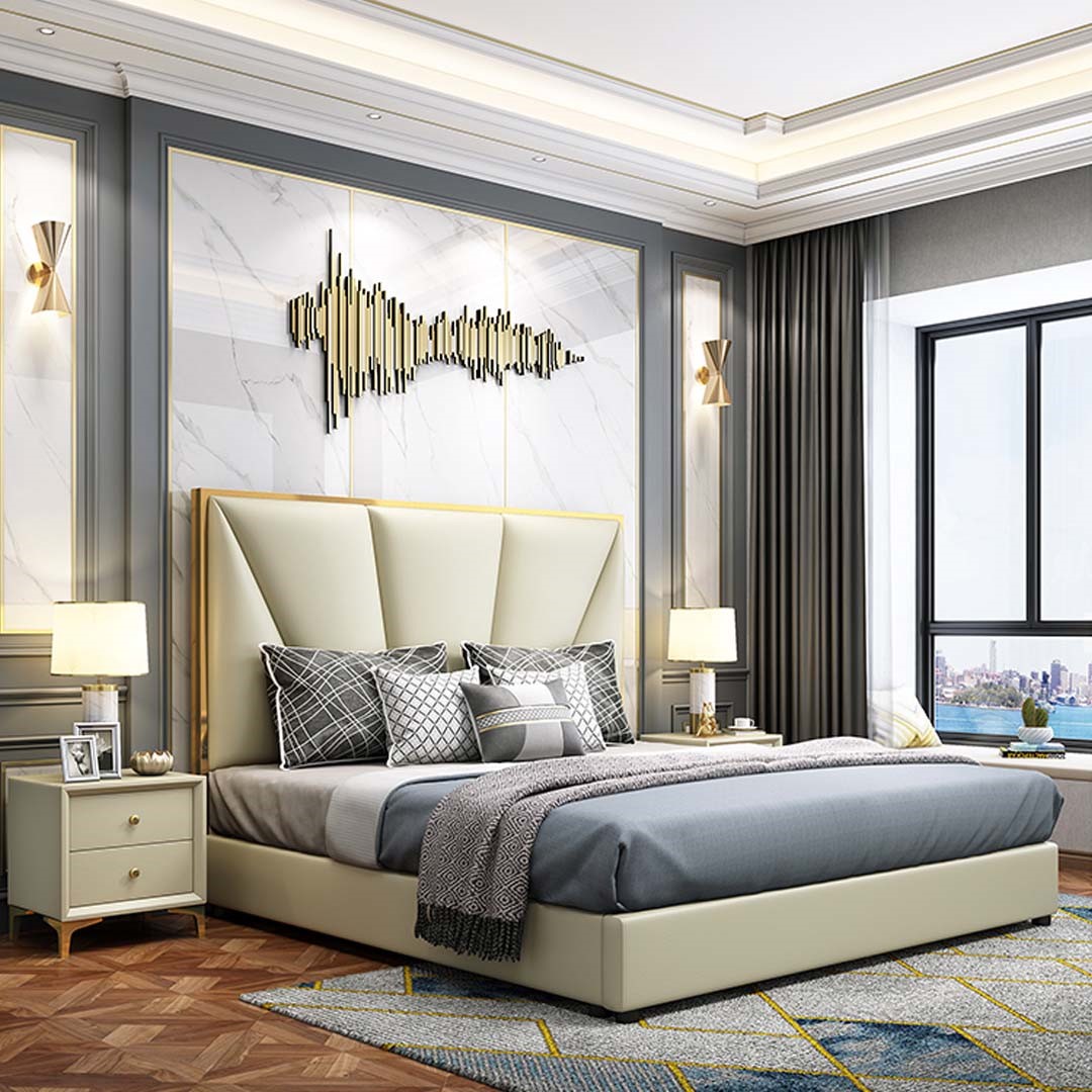 Bett Schlafzimmer Set Design Möbel Luxus Deko Betten 2x Nachttisch 3tlg