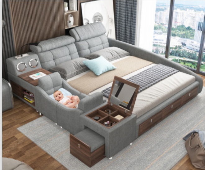 Leder Bett Betten Polster Doppel Multifunktion 180x200 Leder