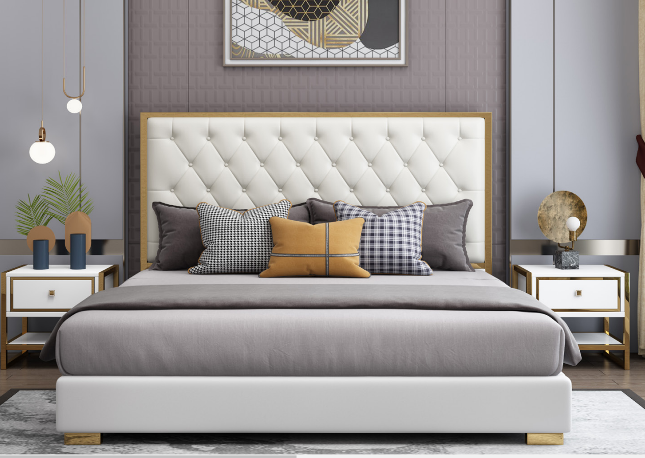 Designer Bett Schlafzimmer Betten Hotel Leder Luxus Polster Sitz Bettgestell