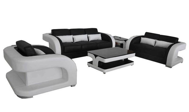 XXL Leder Wohnlandschaft Garnitur Design Modern Sofa + USB Garnituren 3+2+1 Neu