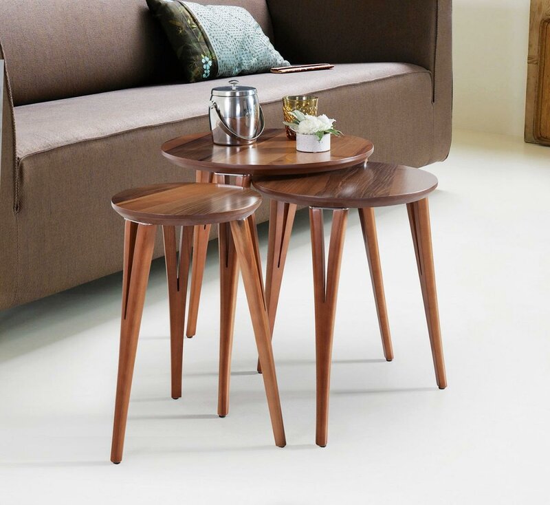 Holztische Beistelltische Set Beistelltisch Tisch Couchtisch Blumenständer 3tlg.