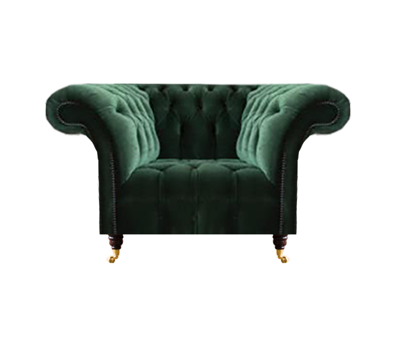 Chesterfield Grüner Sessel Textilsessel Stoffsitzer Wohnzimmer Möbel