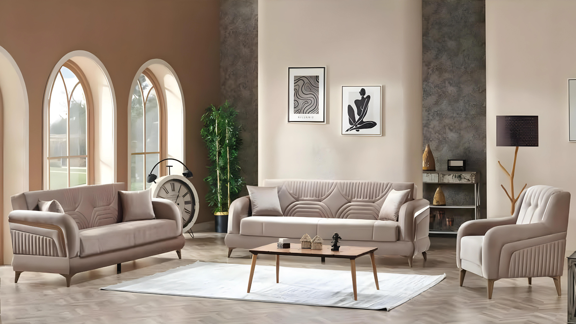 Möbel Wohnzimmer Sofagarnitur 3+3+1 Sitzer Moderne Sofas Komplett