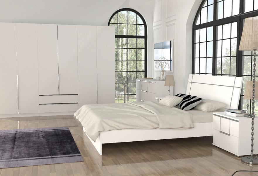 Schlafzimmer Ausstattung Set Möbel Komplett Bett 2x Nachttisch Schrank 5tlg