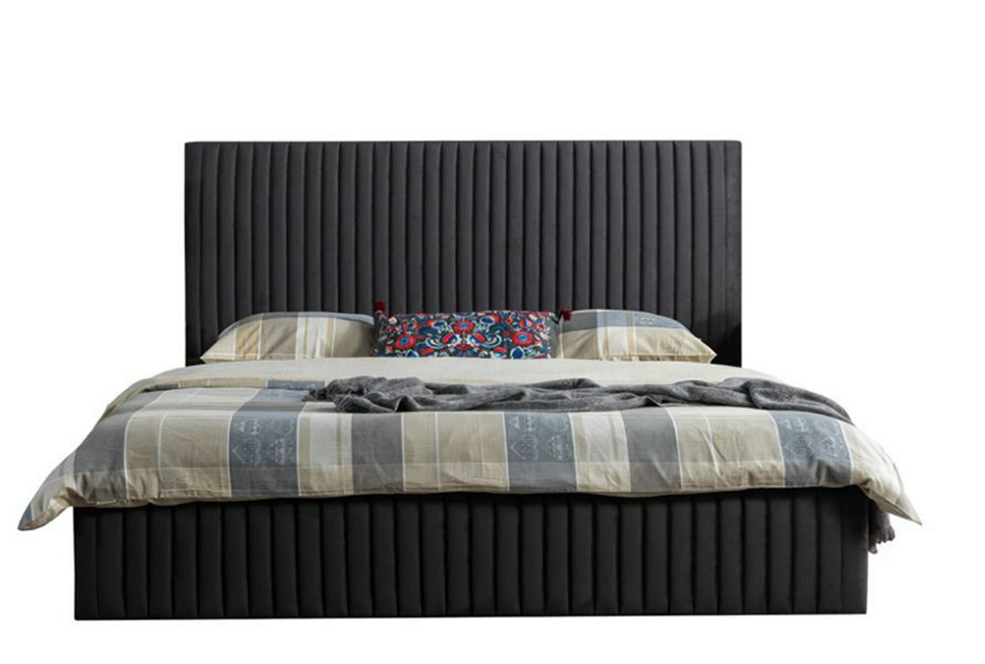 Luxus Bett 180cm Schlafzimmer Modern Möbel Hochwertige Weiß Holz Grau