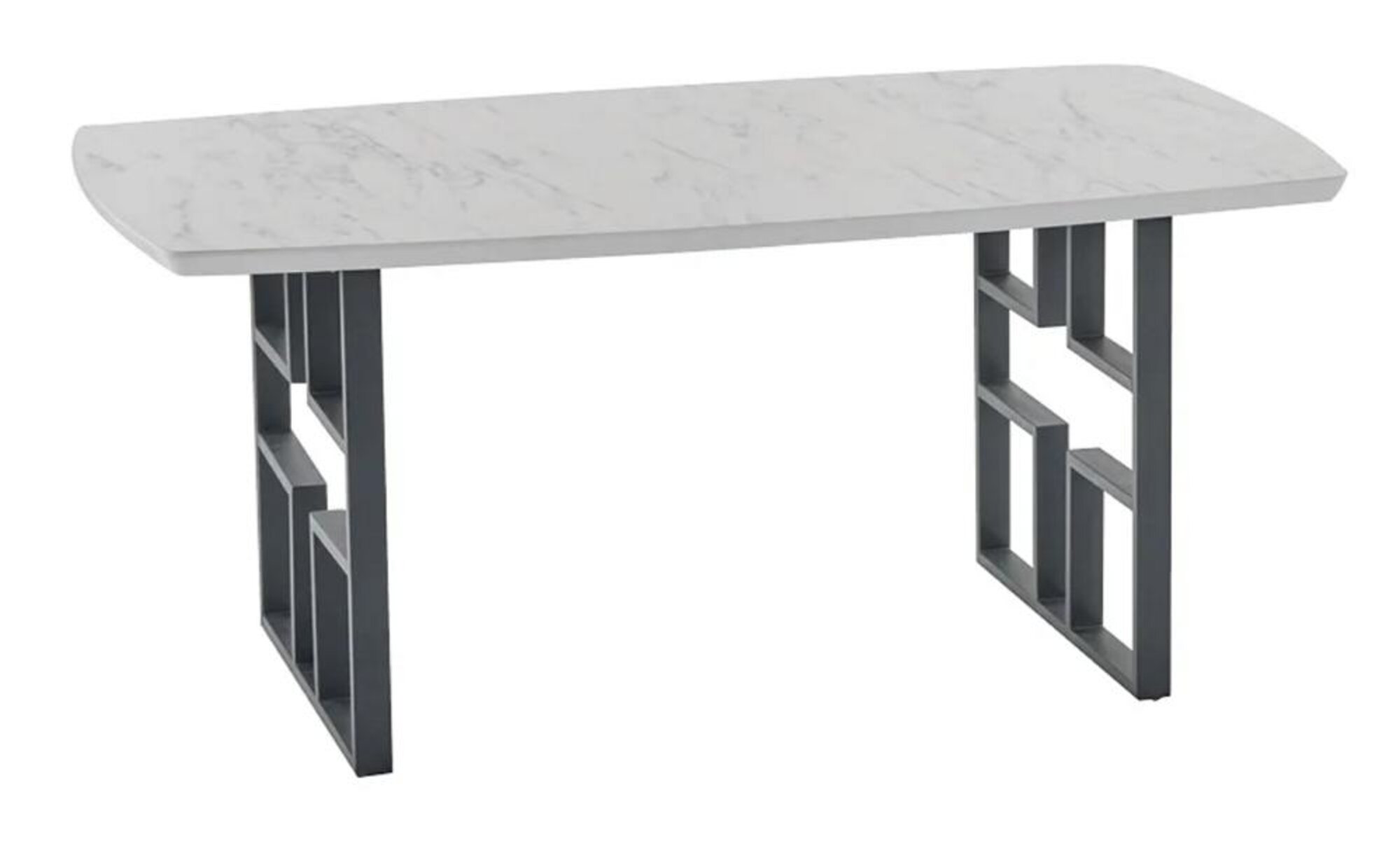 Stilvoller Esstisch grau schwarz rechteckige Tischplatte Marmorimitation