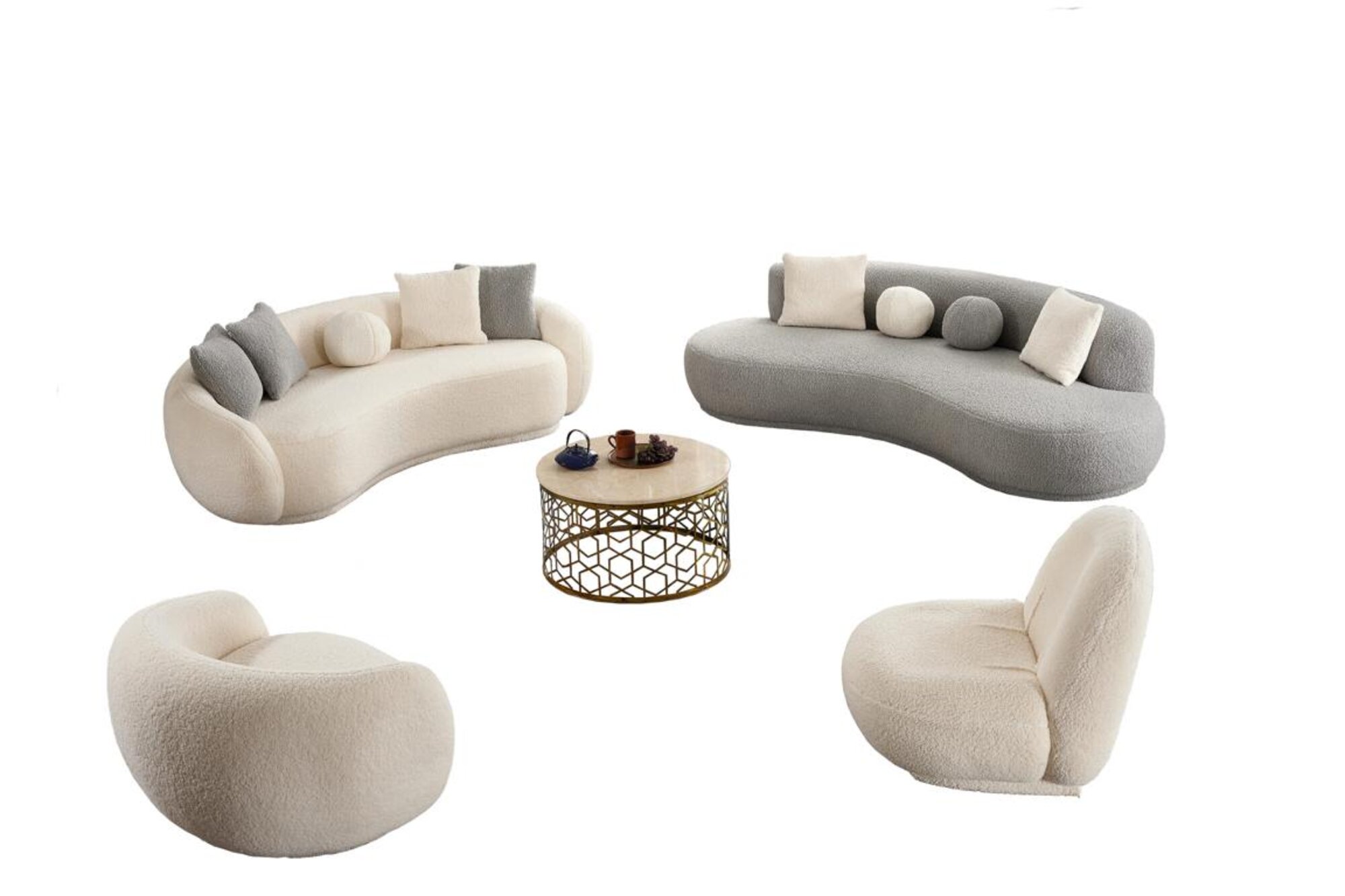 Sofas 4-Sitzer Komplettsofa 3-Sitzer Sessel Wohnzimmer Garnitur Relaxgarnitur