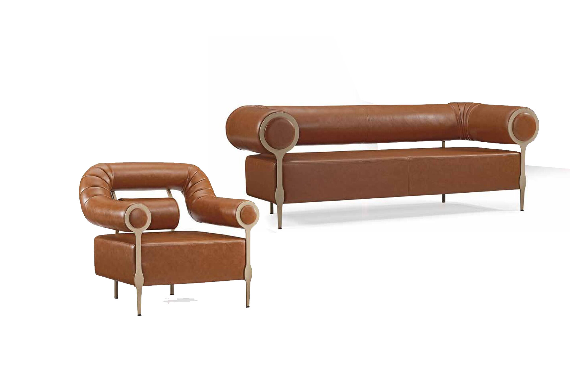 Sofagarnitur Wohnzimmer Set Sofa 3 + 1 Sitzer Polster Möbel 2tlg Braun