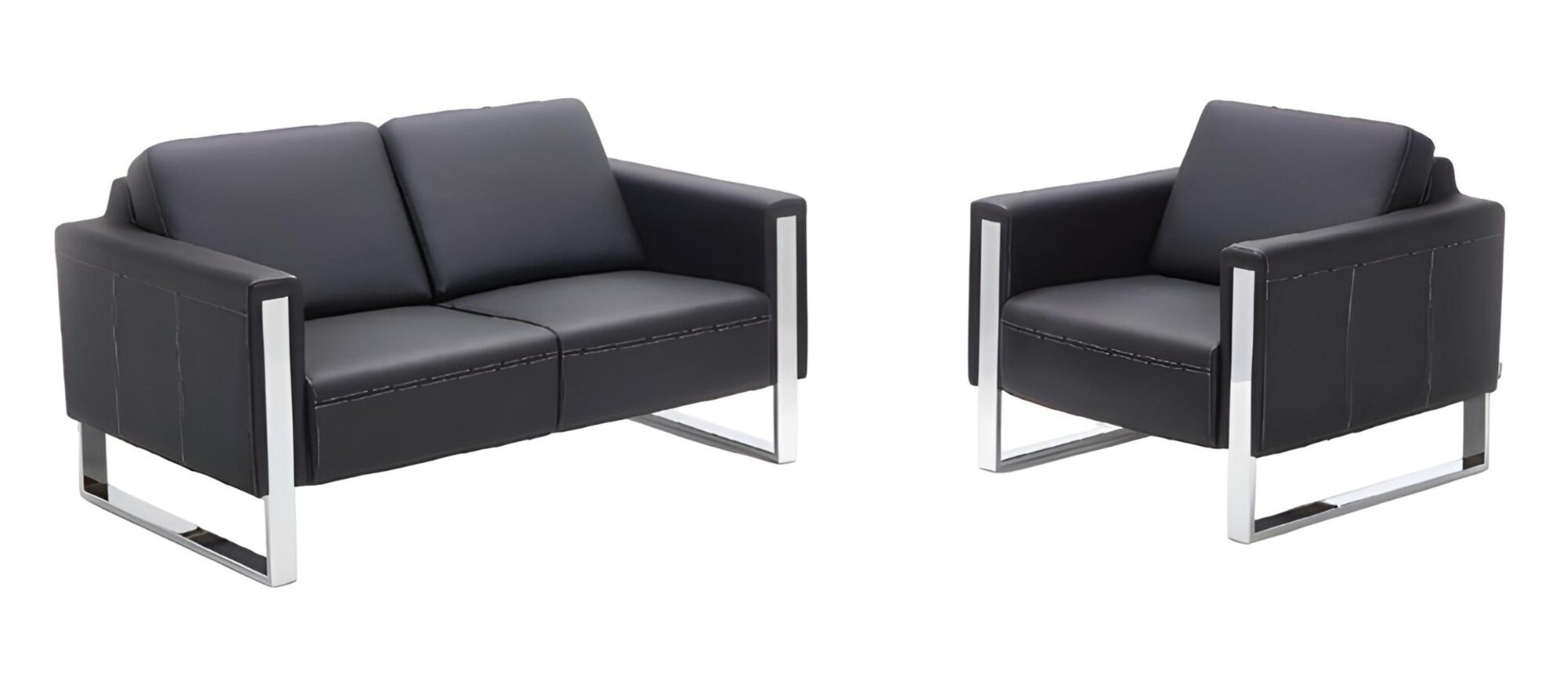 Sofagarnitur Sofa Sessel Couch Polster Luxus 1 Sitzer 2-Sitzer Büromöbel Leder