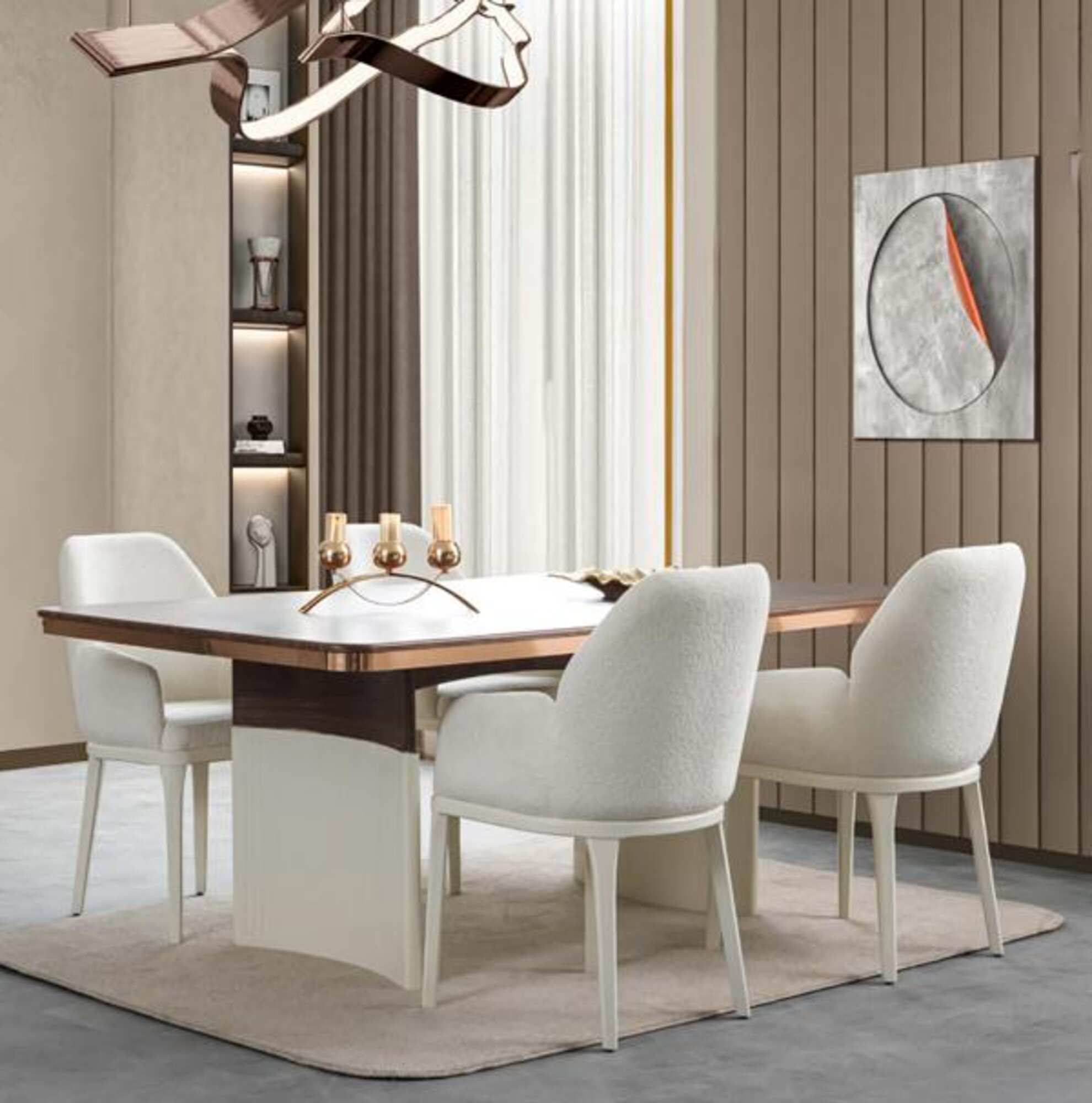 Esszimmer Set Weiß Esstisch 4x Polsterstühle Esszimmermöbel Luxusmöbel 5tlg