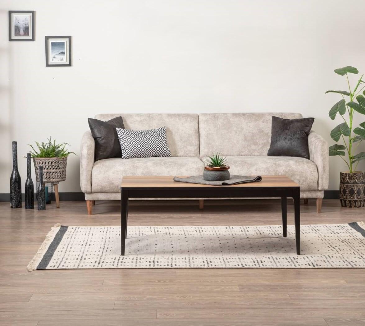 Dreisitzer Sofa Couch Polster Möbel Polstersofa 3-Sitzer Couchtisch 2tlg.