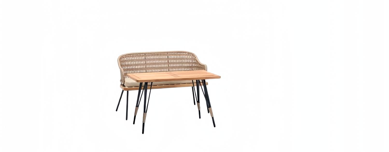 Hochwertig Garnitur Sofa 2 Sitzer Couchtisch Rattan Sofas Tisch Luxus Modern