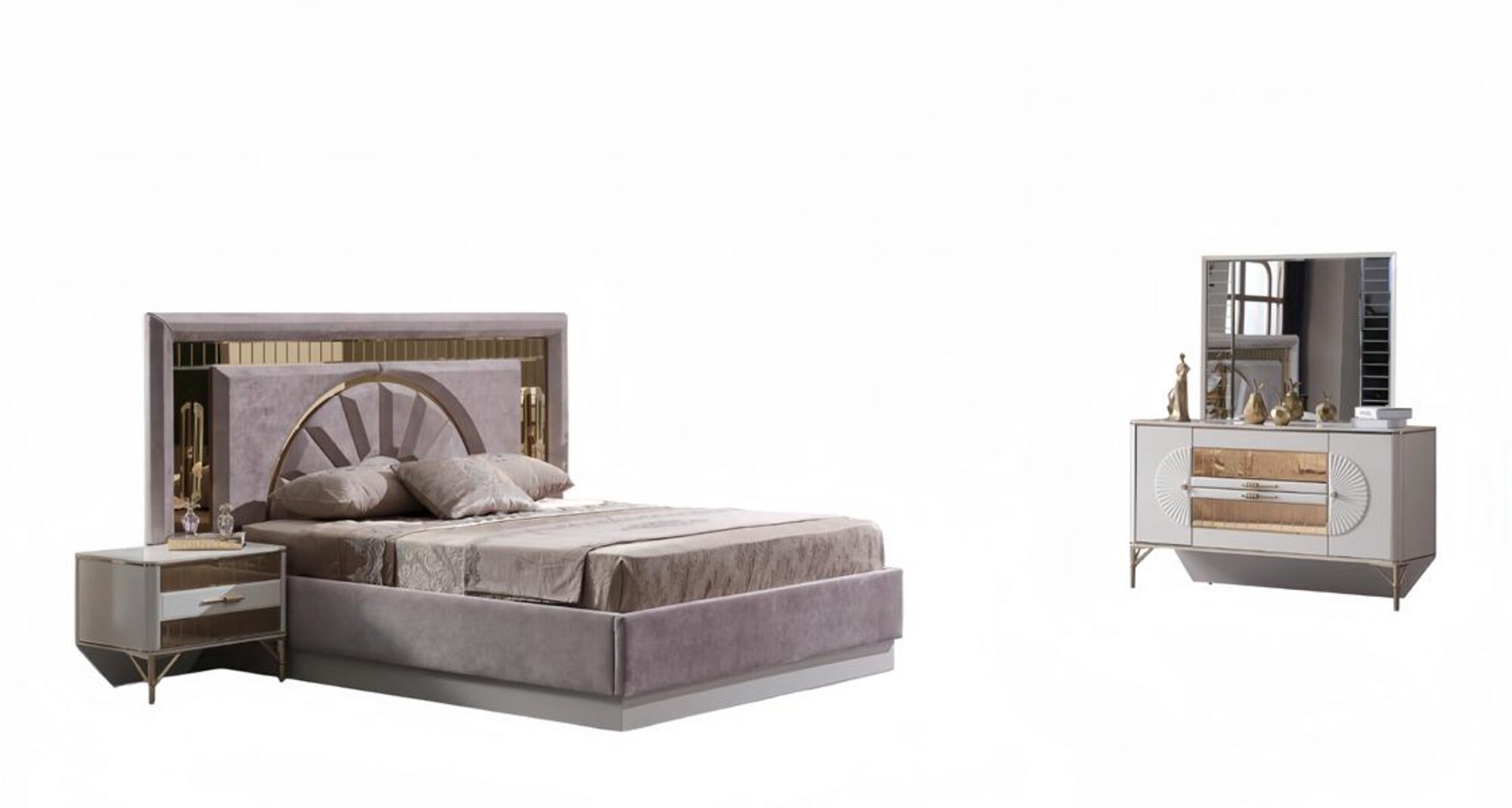 Schlafzimmermöbel Set Bett Schlafbereich Möbel Nachttisch Einrichtung 5tlg