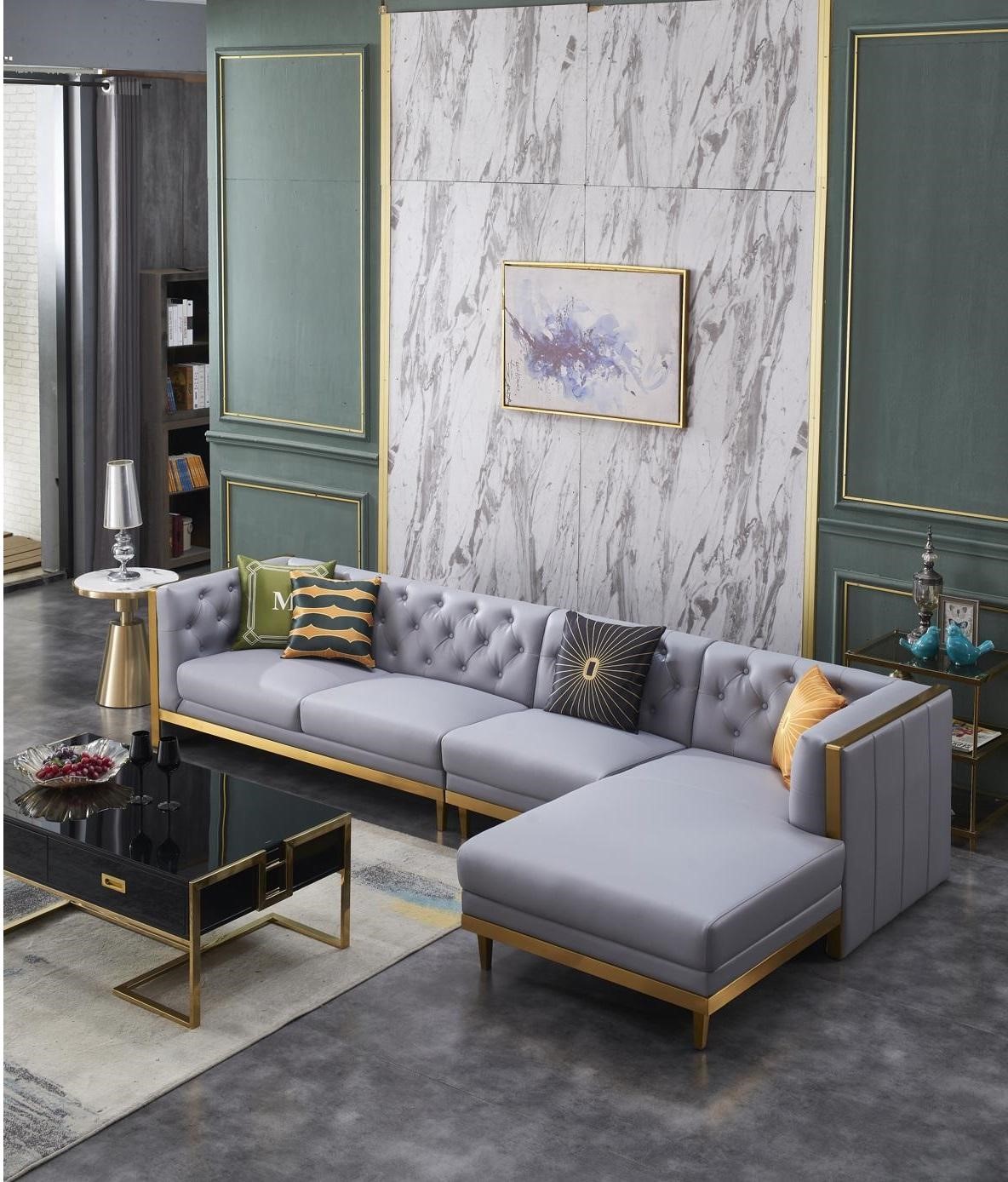 Ecksofa Sofa Couch Ledersofa Wohnlandschaft Luxus Moebel L Form