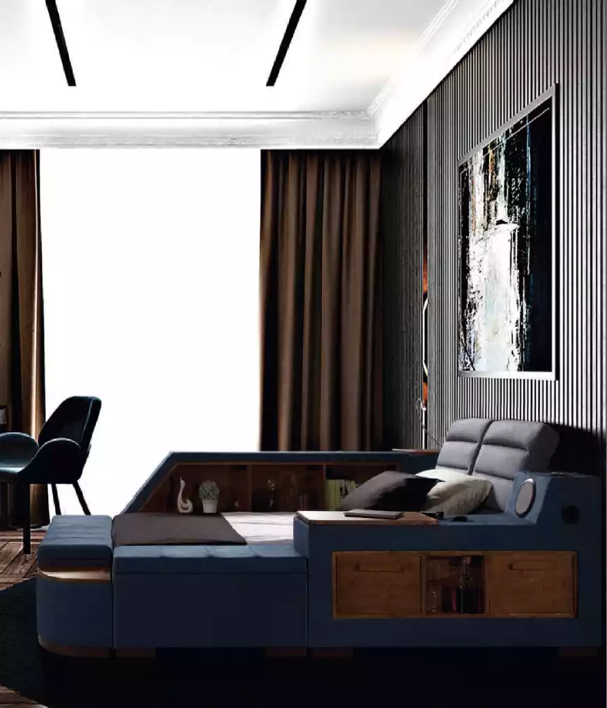 Multifunktion Bett Doppelbetten Modernes Bettgestell Betten 200x200cm Hotel Neu