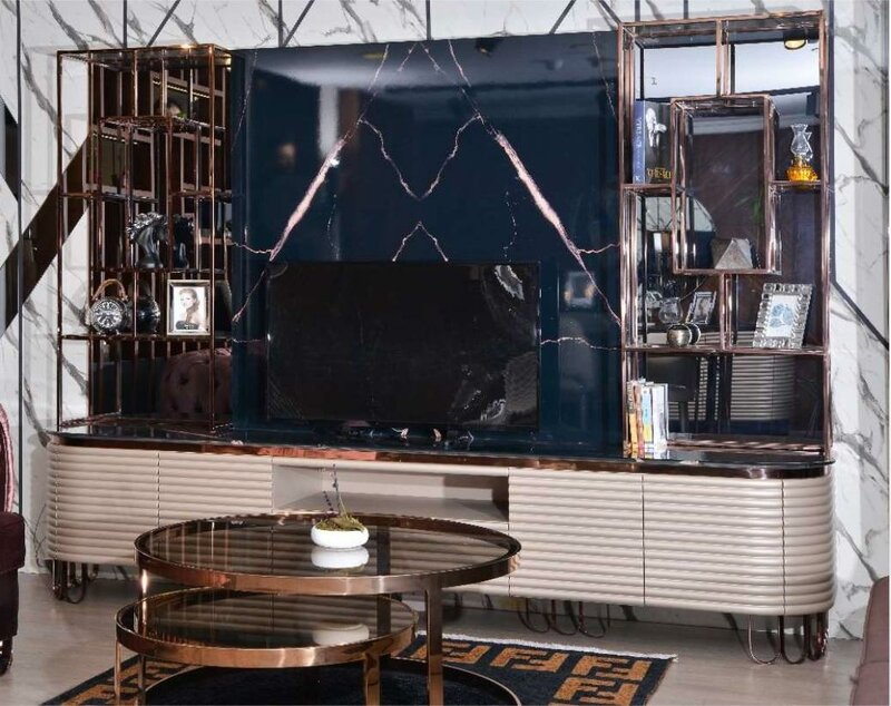 Wonwand RTV Lowboard TV Ständer Beige Modern Sideboard Schrank Holz