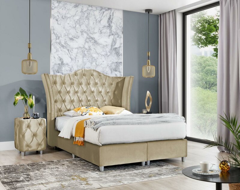 Luxus Schlafzimmer Polsterbett 2x Nachttische Bett 3tlg Set Design Einrichtung