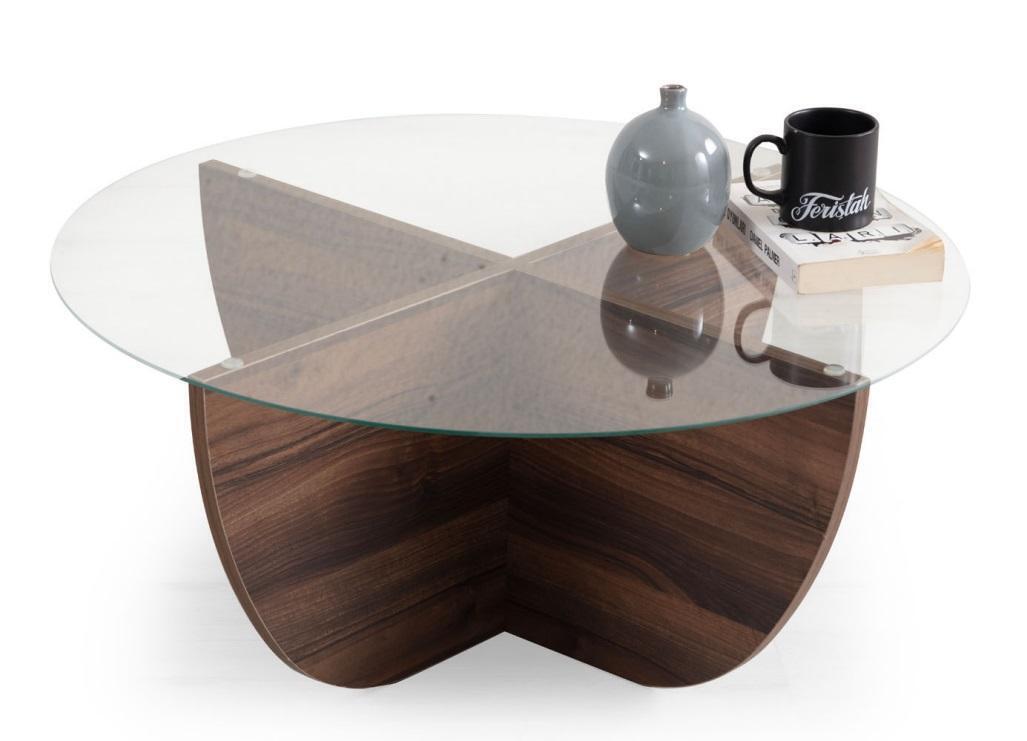 Minimalistischer Couchtisch aus Glas Holz X-Beine moderner Stil neu