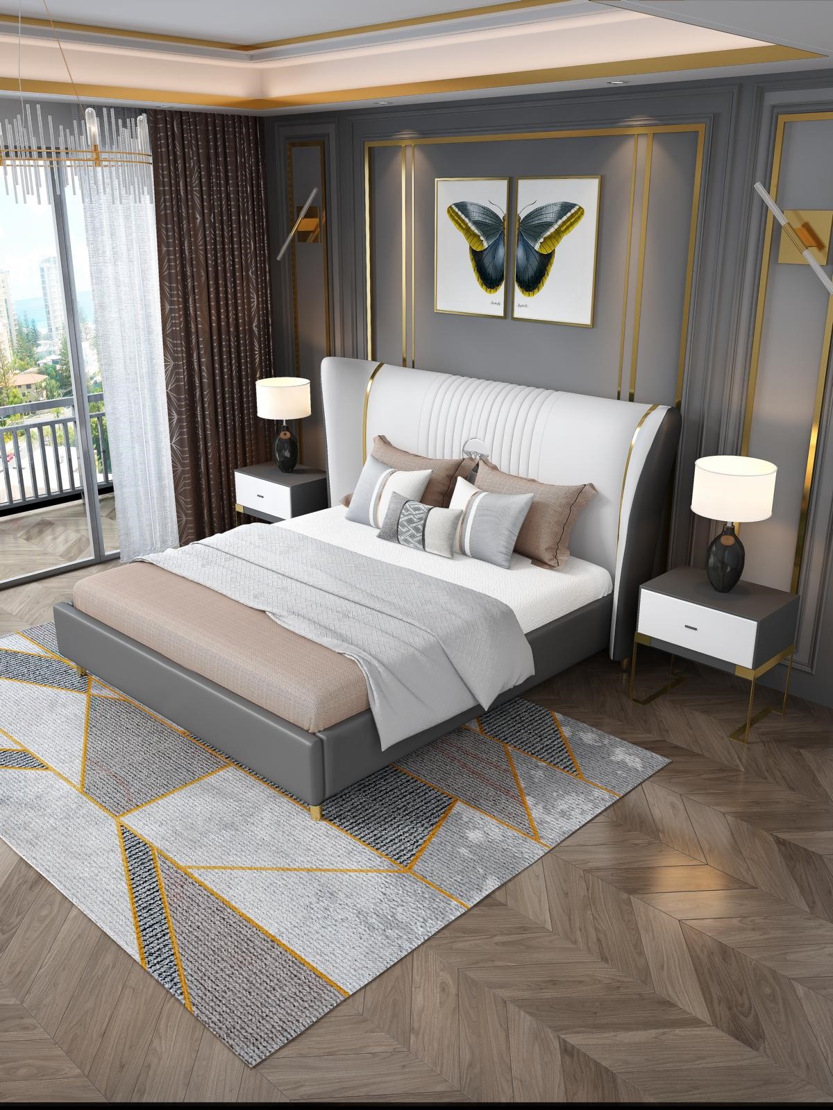 Luxus Schlafzimmer Bett Nachttisch Kommode 3 tlg. Set Design Betten