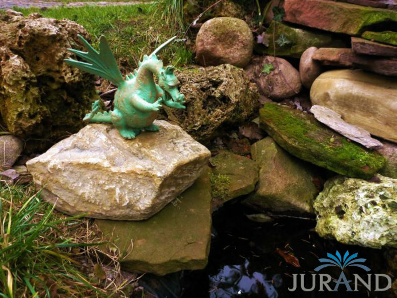 Wasserspeier Brunen Figur Steinfigur für Garten Dekorative Drache Teich