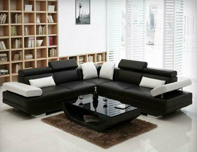 Wohnlandschaft Polster Ecke Garnitur Landschaft Eck Sofa Couch Leder Schwarz