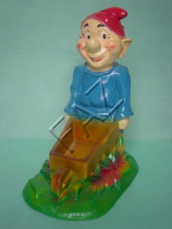 Zwerg mit Schubkarre Figur Garten Statue Skulptur Figuren Skulpturen