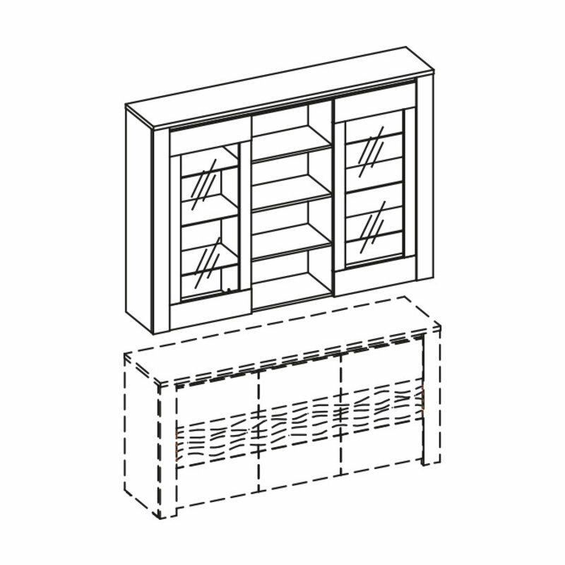 Klassische Wohnwand Schranksystem Wohnzimmer Schrank Vitrine