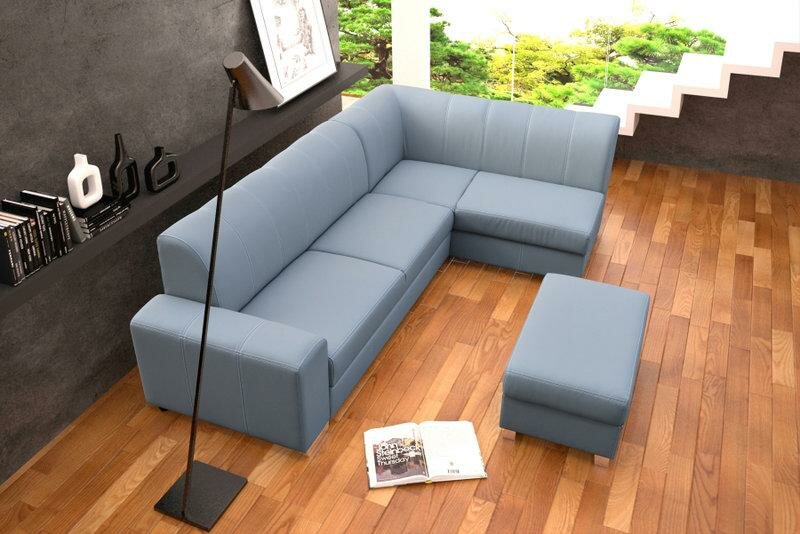 Sofa Schlafsofa Designer Silber Sofa mit Bettfunktion + Bettkasten Ecksofa Couch