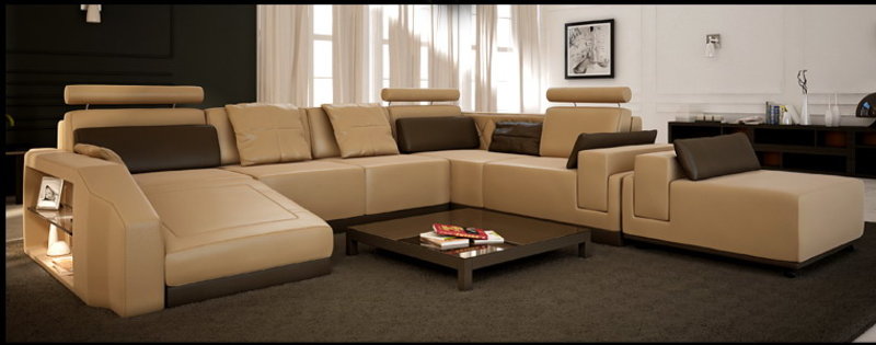 Modern Ecksofa Couch Leder Polster Sofa Design Garnitur Wohnlandschaft