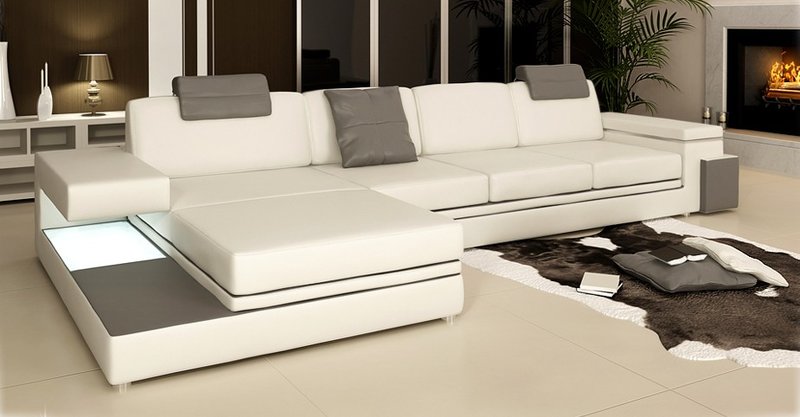 Ecksofa Garnitur Sofa Polster Couch Wohnlandschaft Sitz Eck Textil Leder