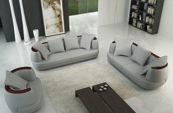 Sofagarnitur Couch Polster Leder Sofa 3+2+1 Klassische Couchen Royal