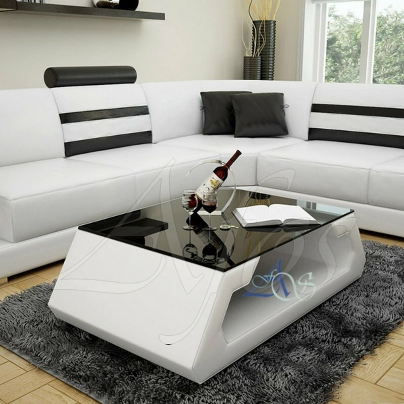 Designer Couchtisch Polster Tisch Leder Glas Moderner Tisch Glastische Hamburg