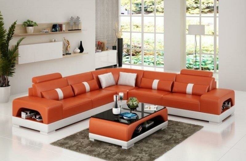 Leder L Form Wohnlandschaft Couch Big XXL Sofa Polster Ecke Garnitur Sandberg