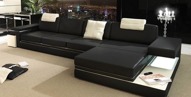 Design Ledersofa Sofa Couch Polster Wohnlandschaft Eck Dekor Garnitur Ecke